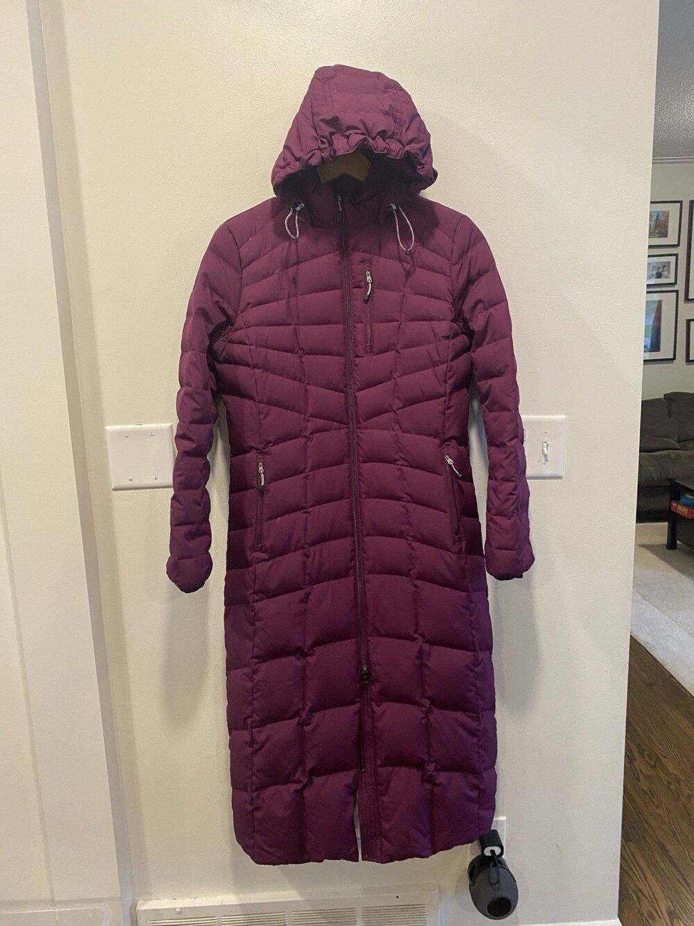 Lands End Women's Max 600 Down Long Maxi Coat Size Small 6-8 Burgandy Outdoors